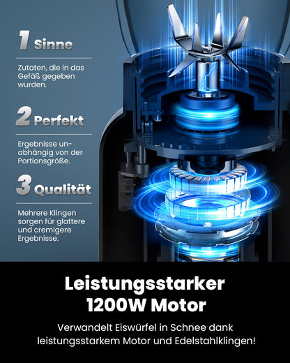 GDOR 1200W Standmixer - 1.5L Glas & To-Go Kombi