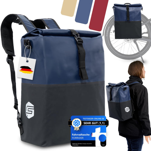 Forrider 3in1 Gepäckträgertasche 27L - Rucksack Umhängetasche. Schwarz. Transportiert 27L Gepäck am Fahrrad, als Rucksack oder Umhängetasche.