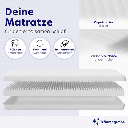 Träumegut24 AquaFlex Kaltschaummatratze 7-Zonen 120x200 cm H2&H3