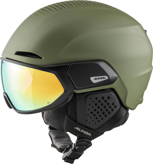 Alpina Alto Q-LITE Skihelm - Olive matt, 59-63cm. Matter, olivgrüner Skihelm in typischer Halbschalenform. Schützt den Kopf beim Skifahren vor Stößen und Verletzungen.
