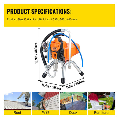 VEVOR Airless-Farbsprühgerät 2200 W, 3000 PSI, 2 l/min, Modell 395