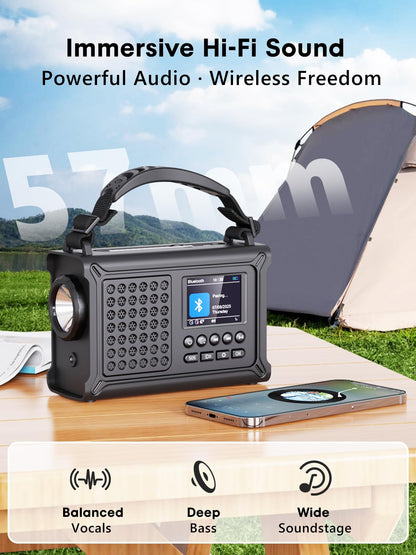 ROCAM CR1030DAB Kurbelradio DAB+/UKW, Solar-Notfallradio Bluetooth
