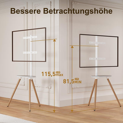 ECOTINY TV Staffelei Holz – 43-65 Zoll, Schwarze Walnuss