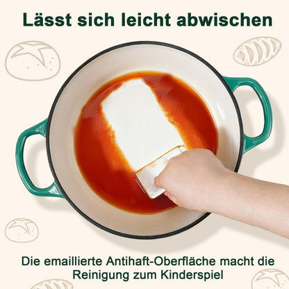 AHJ Schmortopf Gusseisen emailliert, Dutch Oven 5,7 L, grün