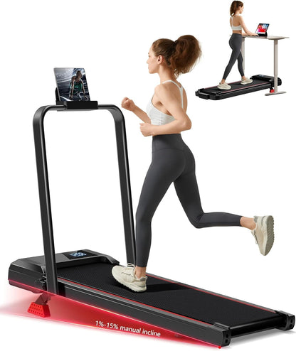 CURSOR Walking Pad 15% Steigung – Laufband für Zuhause. Kompaktes, schwarzes Laufband zum Gehen oder Laufen zu Hause.