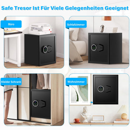 Mejasg 45L Fingerabdruck Tresor Safe mit A4 Brandschutztasche