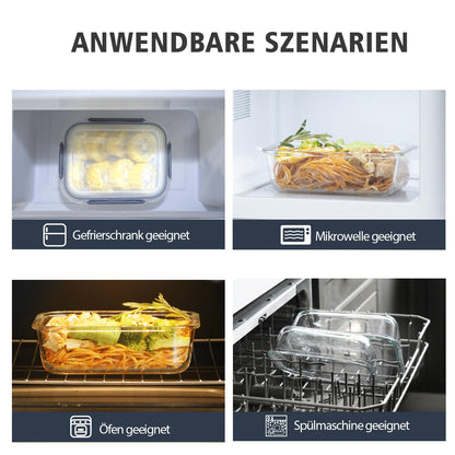 GENICOOK Glas-Frischhaltedosen Set 18-teilig, luftdicht, BPA-frei