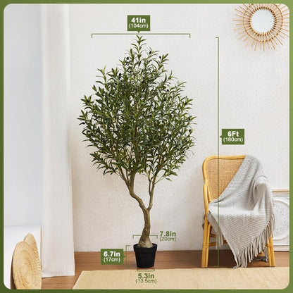 VeriNatural Künstlicher Olivenbaum 180 cm, UV-beständig, mit Topf