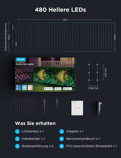 Govee Lichterkette Netz Smart Aussen 480 LEDs - Büsche