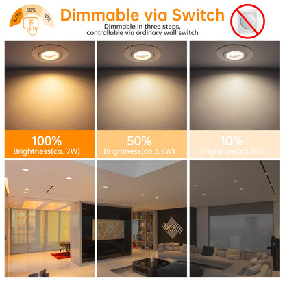 wowatt LED Einbaustrahler 10er 7W Weiss - Dimmbar IP44 Warmweiss