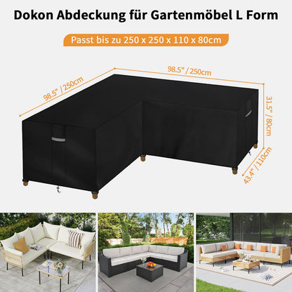 Dokon Gartenmöbel Abdeckung L-Form Ecksofa wasserdicht 250x250x110 cm