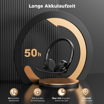 TECKNET V6.0 Bluetooth Headset mit Mikrofon, AI Noise Cancelling