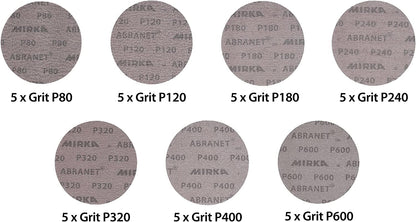 Mirka Abranet Netzschleifscheiben Ø 150 mm Klett Mix-Pack 35 Stück