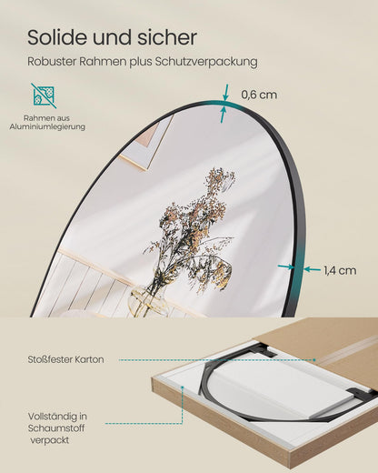 SONGMICS Ganzkörperspiegel, Standspiegel 160 x 50 cm, schwarz