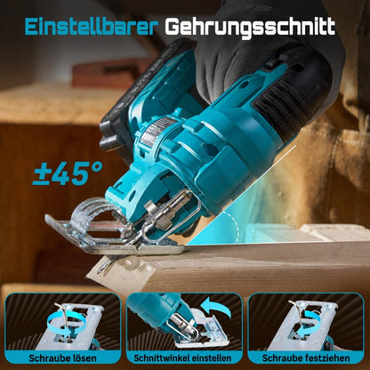 Seesii Akku-Stichsäge JS01 21V mit 2 Akkus und 9 Sägeblättern