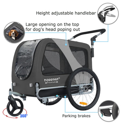 Tiggo DOGGYHUT Premium Large Hundefahrradanhänger 2in1 bis 35 kg