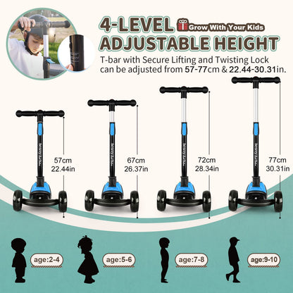 besrey Kinder Dreiradscooter - Faltbar, LED Leuchträder