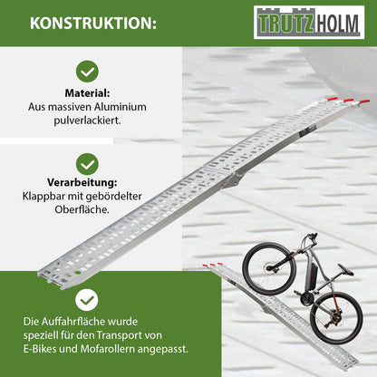 TRUTZHOLM Auffahrrampe klappbar Alu 228 cm 340 kg – Grau