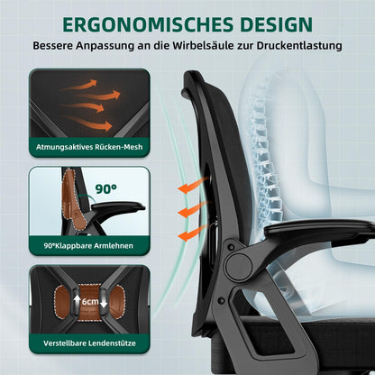 Airchros Ergonomischer Bürostuhl Netzstuhl - Schwarz