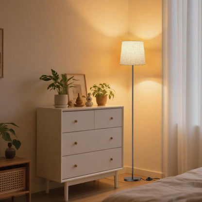 SIBRILLE LED-Stehlampe mit Fernbedienung und Leinen-Lampenschirm