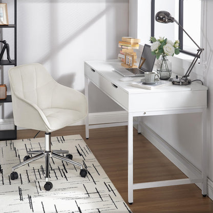 WOLTU Homeoffice Drehstuhl BS145cm - Samt Cremeweiss