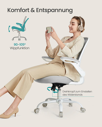 SONGMICS OBN037G02 Ergonomischer Drehstuhl - hellgrau