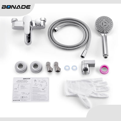 BONADE Wannenarmatur Einhebel mit Handbrause Set – Chrom