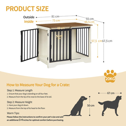 Hzuaneri Moderne Hundebox Möbel 81cm – Holz Weiss Braun