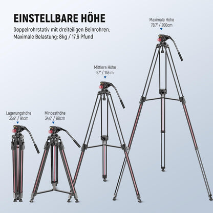 NEEWER LL38 Videostativ mit Fluidkopf 2m - für DSLR Kameras