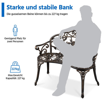 Yaheetech Gartenbank Bronze, wetterfeste 2-Sitzer Parkbank