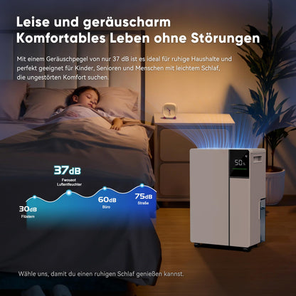 Fwoueot Luftentfeuchter elektrisch mit Kompressor, 16 l/24 h bis 45 m²