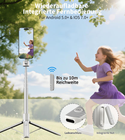 TONEOF CX609 Magnetisches Selfie-Stick-Stativ, 173 cm, Beige-Grau