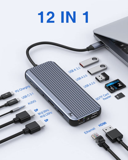 LIONWEI UC3703 USB-C Dockingstation - Triple Display 12-in-1
