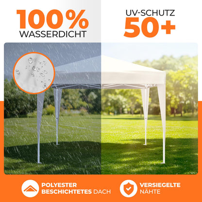 Kronenburg Faltpavillon 3 x 3 m wasserdicht UV 50+ Champagner