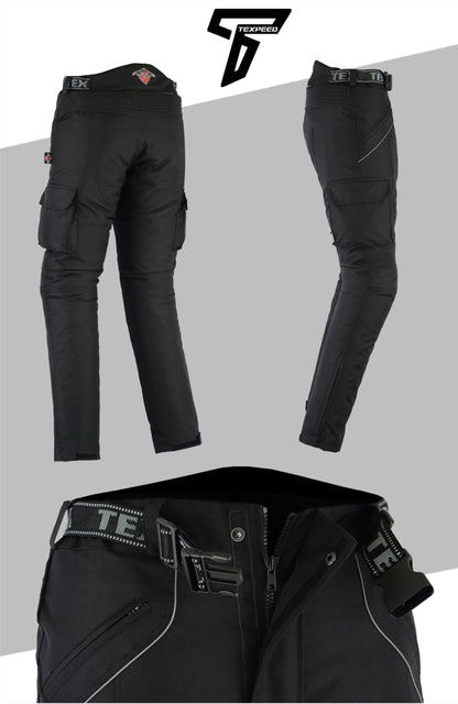 Texpeed Motorradhose Herren Textil Wasserdicht - Schwarz 6XL