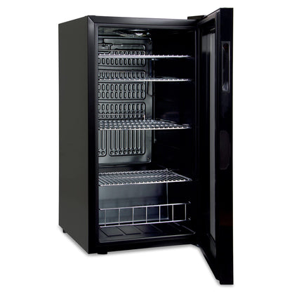 CUBES Getränkekühlschrank 90L Flaschenkühlschrank mit Glastür – Schwarz