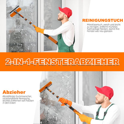SISUPASSIE Fensterabzieher 2-in-1 mit Teleskopstiel, 7,2 m Reichweite