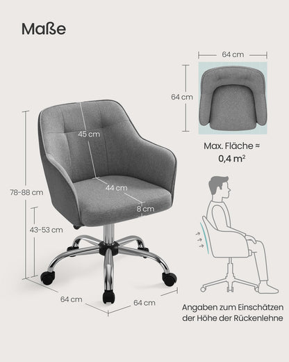 SONGMICS OBG019G01 Homeoffice Schreibtischstuhl - Grau