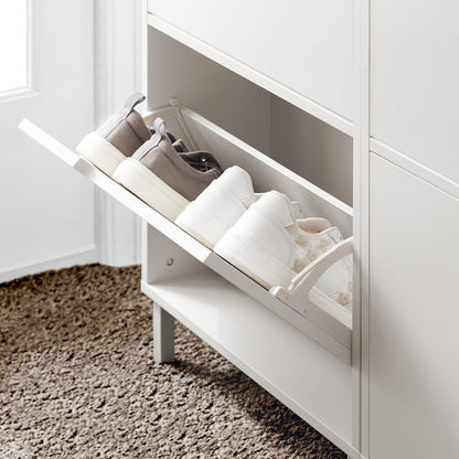 SoBuy FSR151-H-W Schuhschrank - Weiss, schmal, 3 Klappen