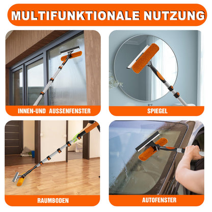 SISUPASSIE Fensterabzieher 2-in-1 mit Teleskopstiel, 7,2 m Reichweite