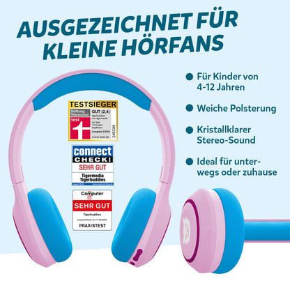 tigermedia tigerbuddies Bluetooth Kinderkopfhörer, faltbar, 85 dB