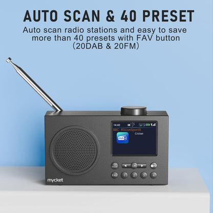 Mycket Tragbares DAB+/UKW Radio mit Bluetooth 5.0 und Farbdisplay