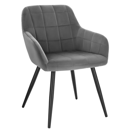 WOLTU Esszimmerstuhl 1er Set, Samt Dunkelgrau mit Armlehnen