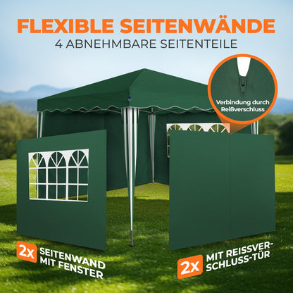 Kronenburg Faltpavillon 3x3m Wasserdicht Grün - 4 Seitenteile