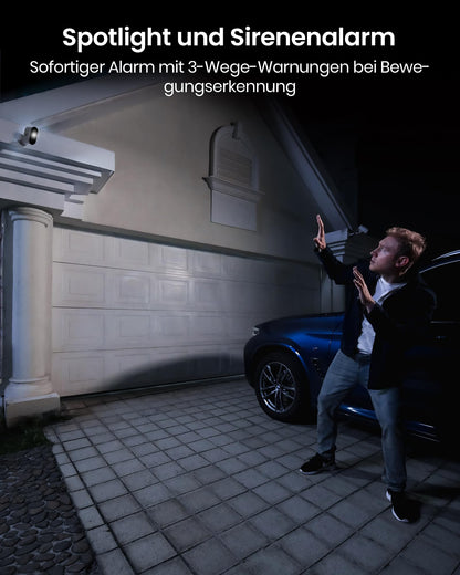 aosu Überwachungskamera Aussen 3K 5MP Akku 2er-Set mit 32GB Basis