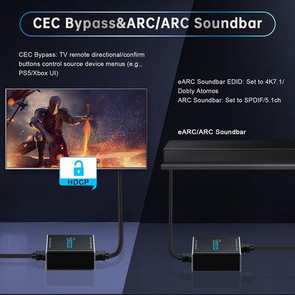 ROFAVEZCO HDMI 2.1 eARC Audio Extractor - 4K 120Hz Dolby Atmos