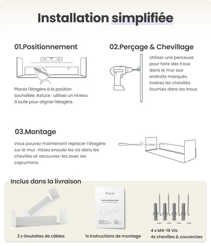 UNITURE Wandregal schwebend 2er Set – 2x40cm Weiss