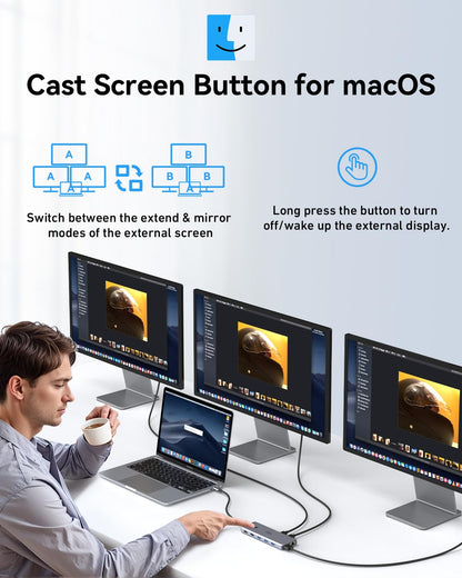 USB C Dockingstation 13-in-1 – Triple Display 4K Dual HDMI