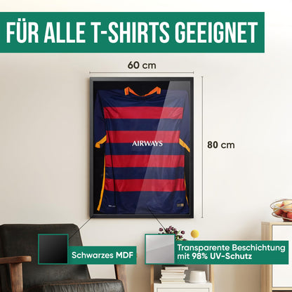 Avalo Objektrahmen 3D Box Fussballtrikot 60x80 cm Schwarz