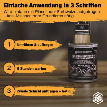 HSS Flüssigkunststoff Abdichtung Reparatur – Transparent 800g